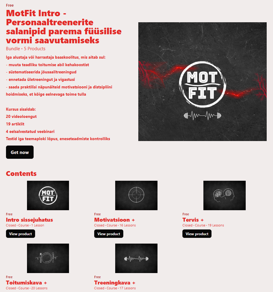 Tasuta sissejuhatav personaaltreeningu veebikursus, mis tutvustab treeningu, toitumise ja motivatsiooni põhitõdesid parema füüsilise vormi saavutamiseks